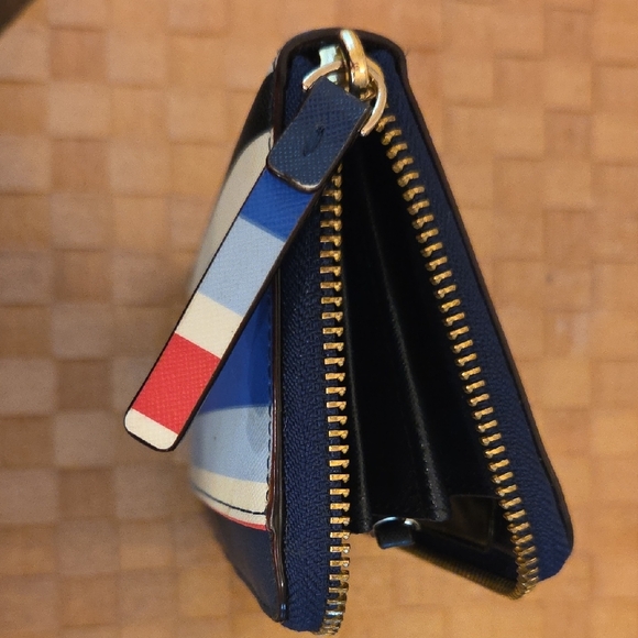 Kate Spade Blue Wallet with Red and White Stripes - Picture 7 of 9